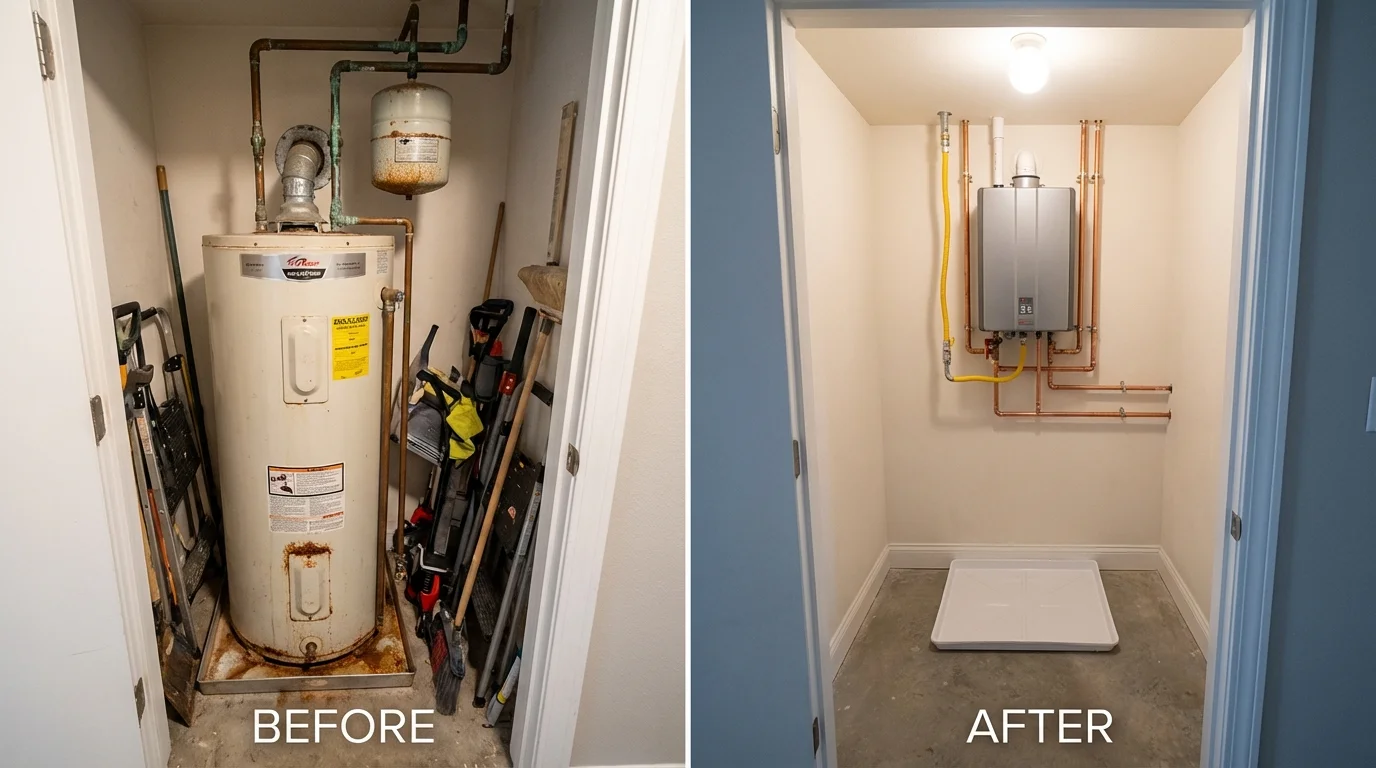 Tank water heater versus wall-mounted tankless unit comparison for Cordele, GA homeowners