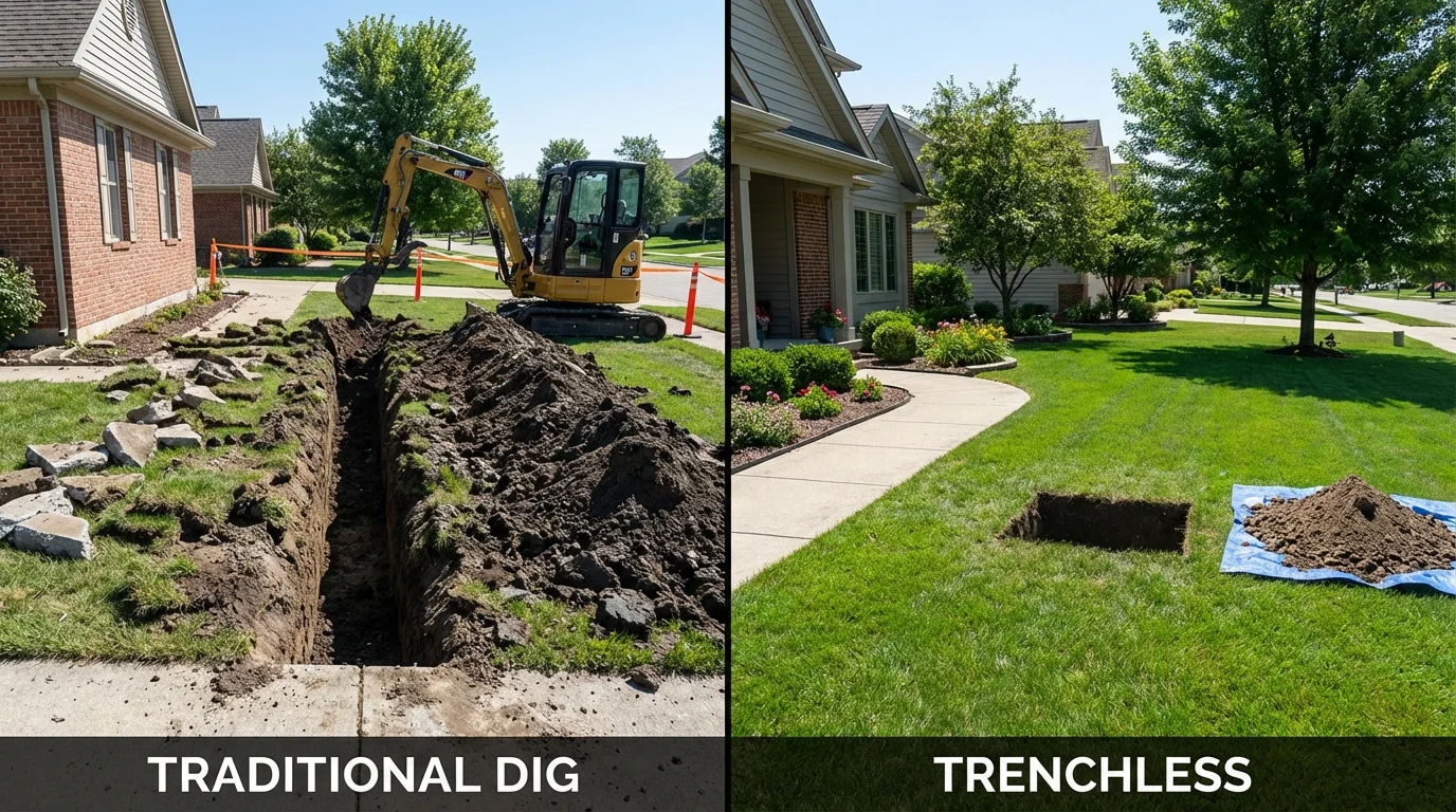 Trenchless sewer repair with minimal yard damage versus traditional excavation in Cordele, GA